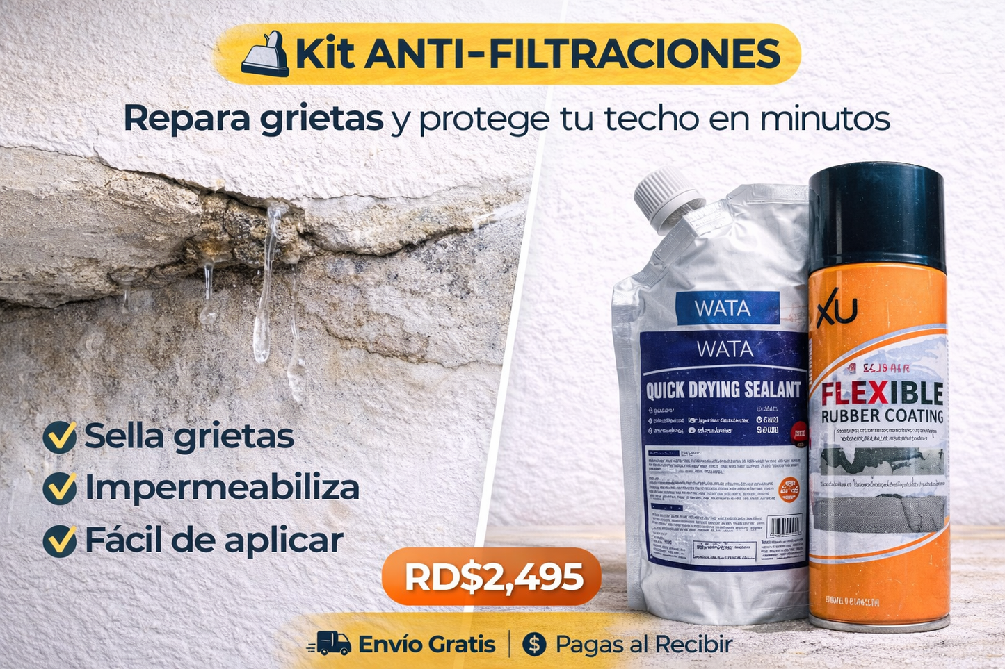 Kit Anti-Filtraciones Profesional para Techos y Paredes