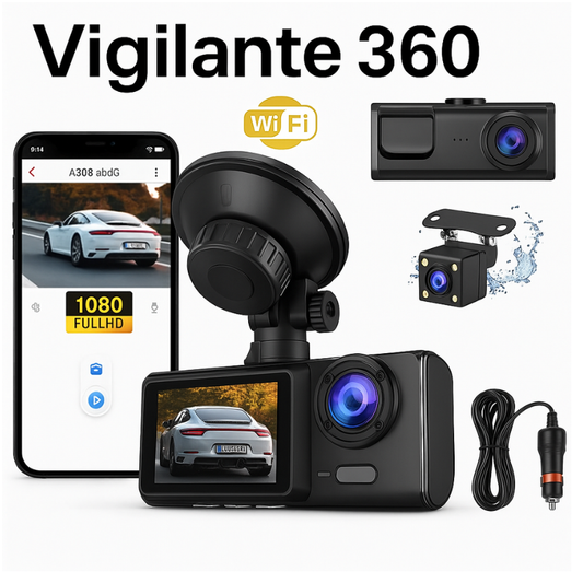 VIGILANTE 360/ CÁMARA DE SEGURIDAD VEHICULAR CON WIFI, GRABA CADA INCIDENTE Y MANEJA CON TRANQUILIDAD